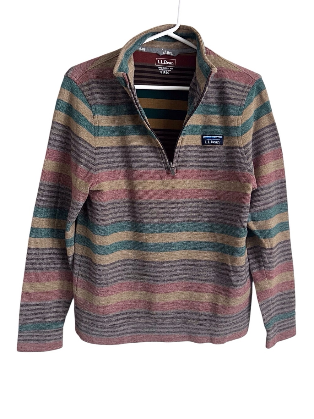 LL Bean Men's 1/4 Zip Pullover Sweatshirt Aztec Stripe Gorpcore FLAW Small